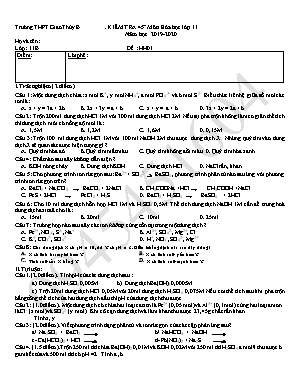 2 Đề kiểm tra 45 phút môn Hóa học Lớp 11 - Năm học 2019-2020 - Trường THPT Giao Thủy B